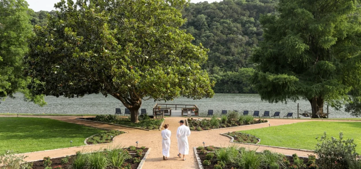 lake austin resort spa couple on lake retreat